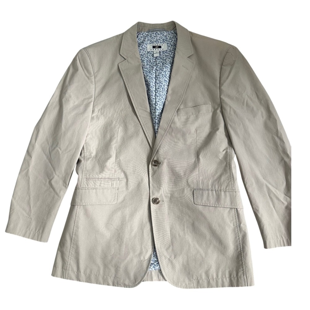 Joseph Abboud Mens Tan Cotton Twill Two Button Blazer Sport Coat Jacket Size M